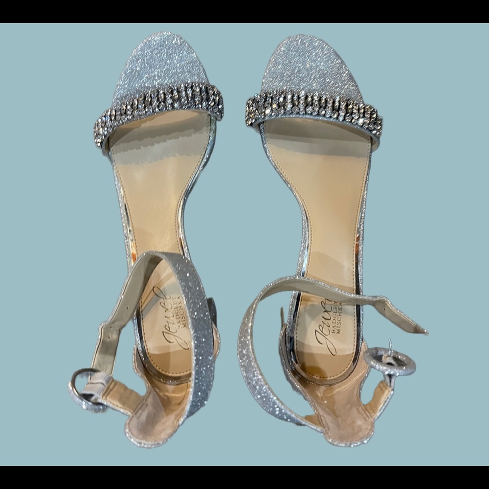 Jewel Badgley Mischka Silver Jeweled Heels